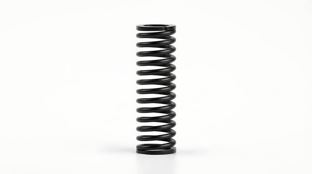 Black metal compression spring in 3d view