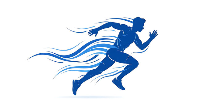 Athlete running with dynamic speed lines