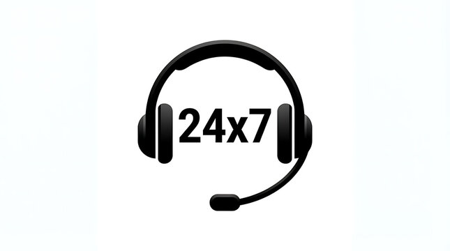 Headset icon with 24x7 support text