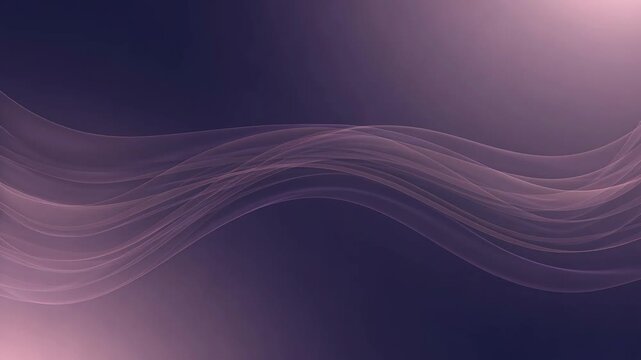 Abstract translucent purple waves in a smooth dark gradient backdrop, elegant modern design suggesting motion, depth, and serenity