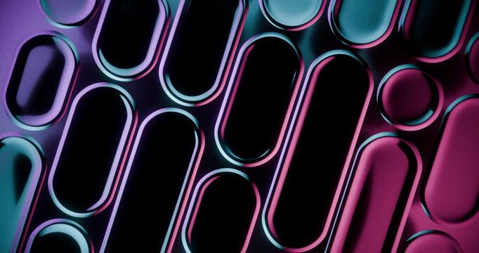 Futuristic 3D Motion Graphics with Glossy Neon Pill Shapes - Looping Video
