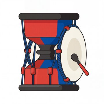 Janggu traditional korean hourglass drum illustration