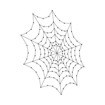 cobweb from abstract futuristic polygonal black lines and dots