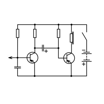 basic electrical diagram with radio components from black lines