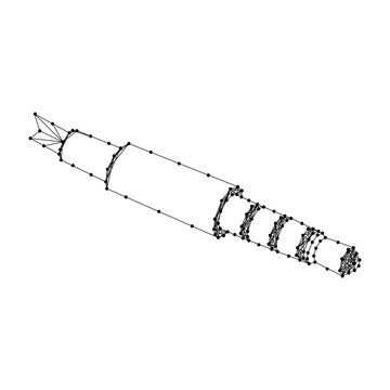 electrical plug from abstract futuristic polygonal black lines and dots