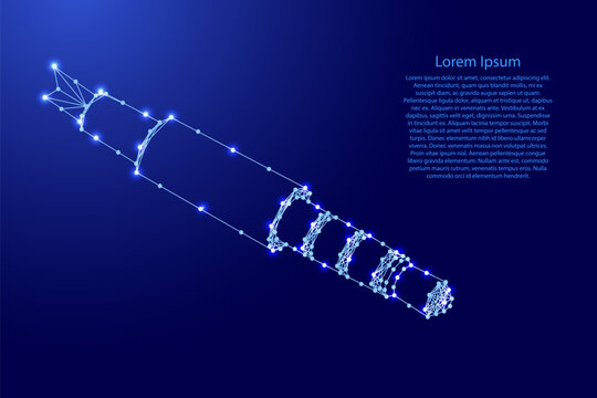 electrical plug from futuristic polygonal blue lines and glowing stars for banner, poster, greeting card