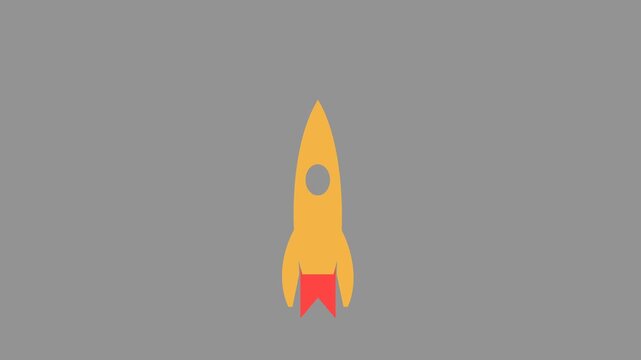 Flat 2D Cartoon Rocket Launch Motion Graphic Loop