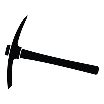 Black mining pickaxe silhouette on white background