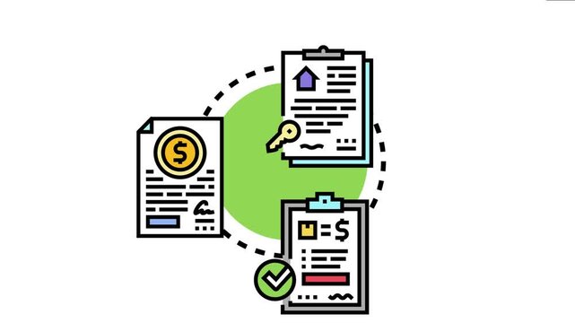 Legal agreement onboarding process involving property documents, financial contracts, and finalized paperwork, signifying important business transactions