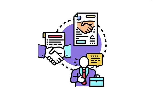 Legal contract concept displaying a business agreement process, partnership deal, and document finalizing between parties, symbolizing collaboration and important negotiations