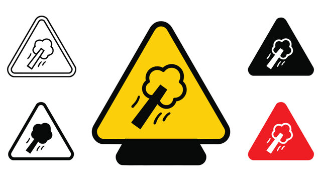 Set of falling rock traffic warning signs in multiple styles and color variants with triangular transport pictogram collection navigation