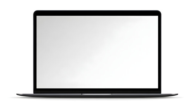 Modern laptop computer screen isolated on white background background with shadows