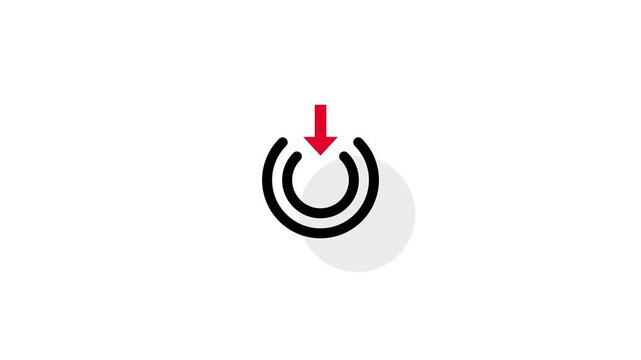 A minimalist power button icon featuring a central circular shape with a vertical line indicator positioned neatly on a white display panel