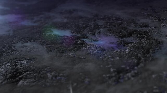 青い明りと地面と雨