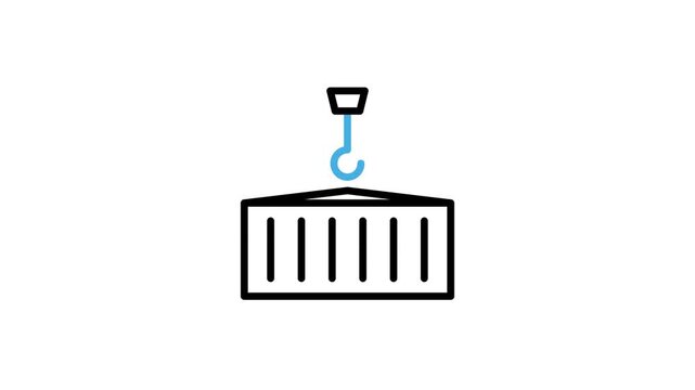 Container icon animation. Animated shipment transport, industrial shipping cargo for logistic delivery. Motion graphics video with alpha channel