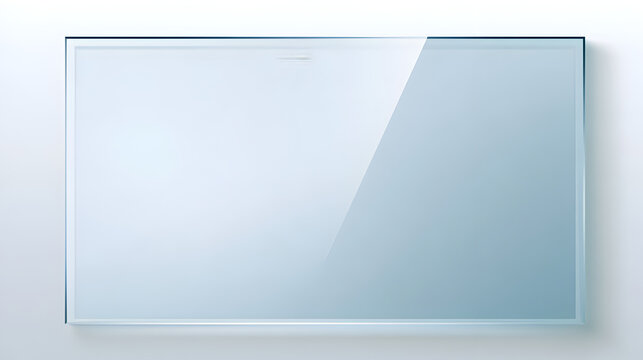 white background glossy glass plate with screen reflection. Shiny acrylic panel vector illustration.