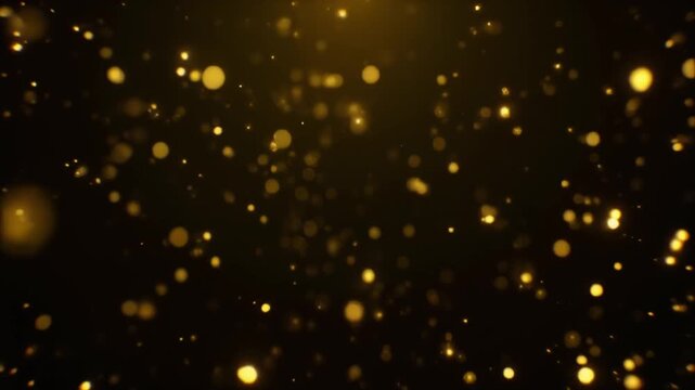 深い黒の背景に対して浮かび上がる金色の粒子と柔らかな光の反射がもたらす高級感