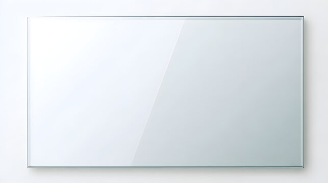 white background glossy glass plate with screen reflection. Shiny acrylic panel vector illustration.