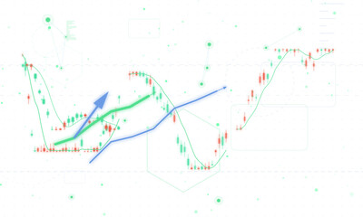 Obraz premium Abstract financial data analysis with candlestick charts and indicators isolated on transparent background