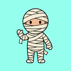 Fototapeta premium Cute Cartoon Mummy Character Waving