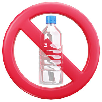 No Plastic Bottle Sign 3D Illustrations
