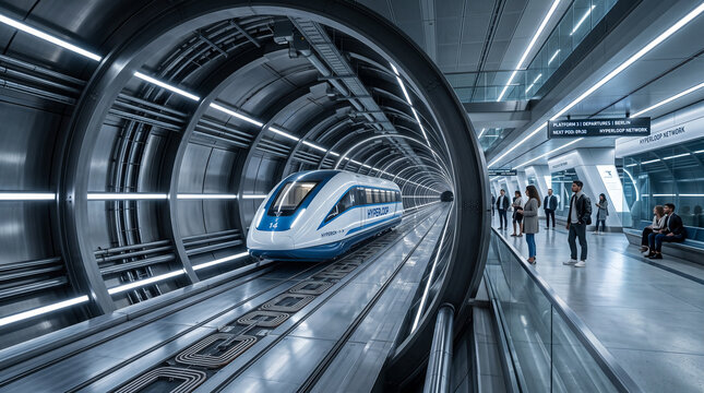 Futuristic Subterranean Hyperloop Pod Station With Maglev Rails