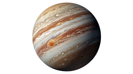 Detailed planetary illustration of gaseous giant jupiter planet texture isolated on transparent background © Ward