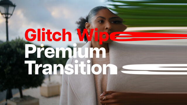 Premium Transitions Glitch Wipes 12 Variations &ndash; Digital Glitch Transitions, Distortion Wipes, RGB Split, Signal Errors and Futuristic Effects for Professional Video Editing
