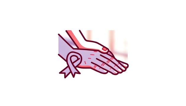 Caregiver Holding Elderly Hand with Purple Awareness Ribbon &ndash; World Alzheimer's Day Concept with Copy Space