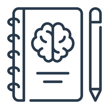 Line Art Notebook with Brain Icon for Educational App Onboarding