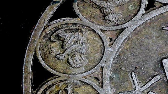 Chinese Astrology signs with antique symbols spinning 