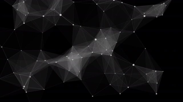 Abstract digital network structure with glowing dots and connecting lines on a overlayTransparent  background representing data connection and technology