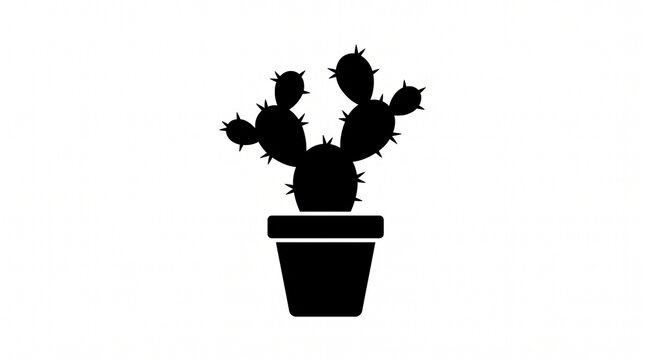 Cactus silhouette in pot