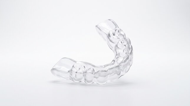 Clear Plastic Dental Aligner for Teeth Straightening and Orthodontic Treatment Isolated on White Background