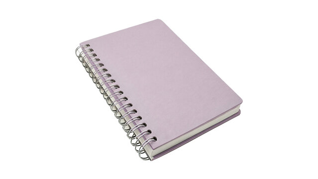 Blank purple spiral notebook template office school stationery accessory isolated on transparent background