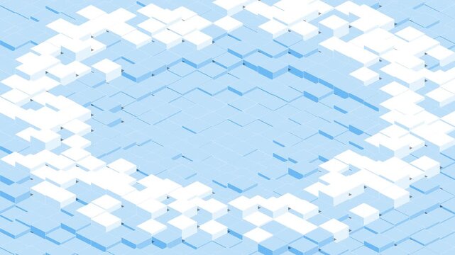 Abstract Blue and White Isometric Geometric Digital Terrain Background