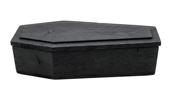 Rustic black wooden vampire coffin for halloween prop