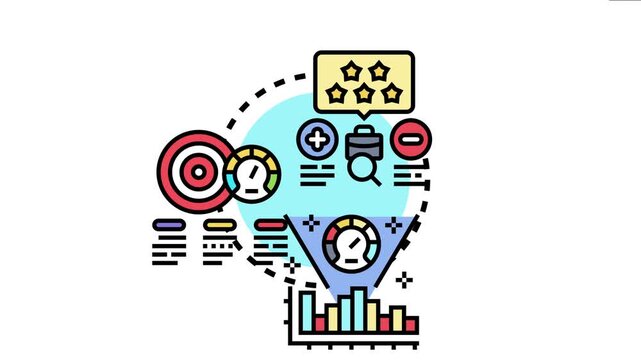 Business strategy concept with icons measuring success, refining execution, setting goals, analyzing data, and optimizing performance for growth and quality improvement