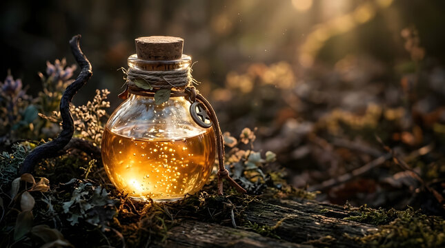 Glowing Magic Potion in Forest