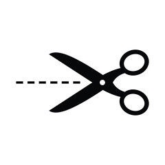 Scissors cutting dashed line vector icon isolated on white background for discount coupon or voucher concept © Mubeen