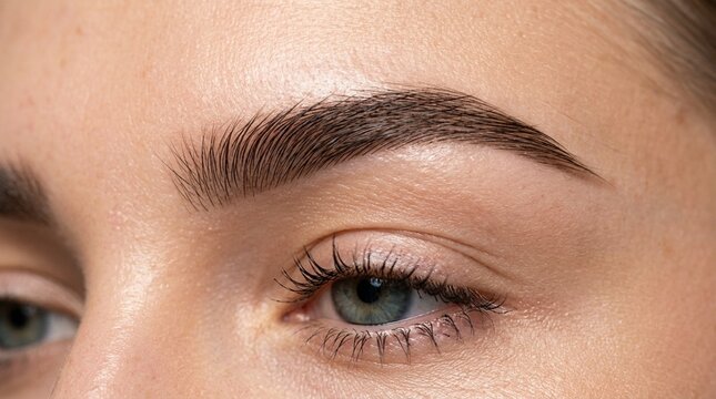 Perfect Eyebrow Shape, Close-up of Beautiful Woman's Eye and Brow