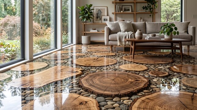 Sustainable Flooring Made with Reclaimed Wood and Natural Stones.