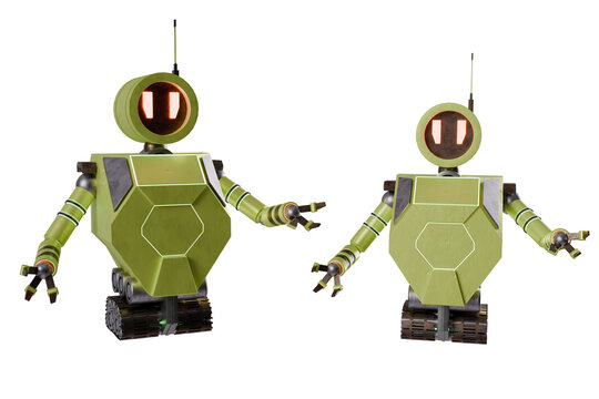 Sci Fi robot isolated on white