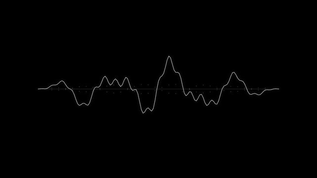 Clean minimal audio waveform sound peak line visualizer black background music overlay seamless loop 4k UHD motion
