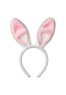 White bunny ears headband with pink inner lining