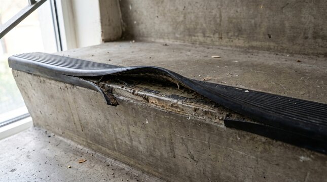 Deferred Maintenance: A Lifted Stair Nosing On A Public Staircase Tread