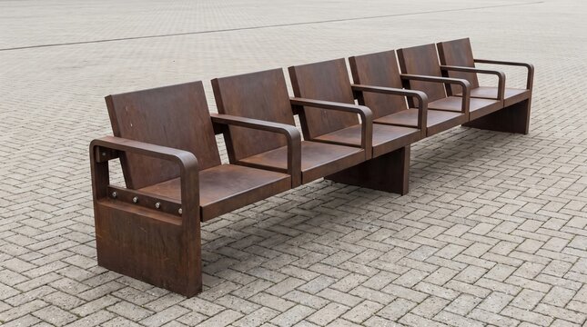 Public Bench Split By Armrest Bars Showing Hostile Architecture In Public Space