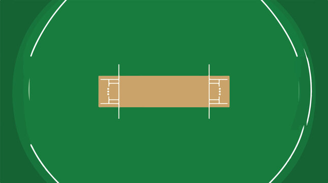 Cricket Pitch Top View. Sports Field Background. Green Grass Pattern. Outdoor Game.