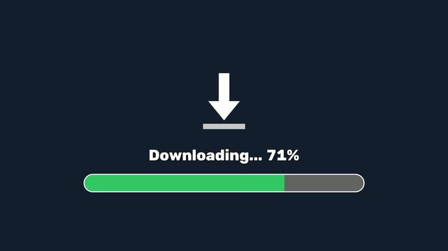 Downloading progress bar with downward arrow and percentage indicator on dark background
