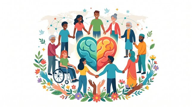 Colorful Hand Prints Representing Teamwork, Family, Community, Friendship and Togetherness, Creative Hand Drawn Vector Illustration of People and Connection